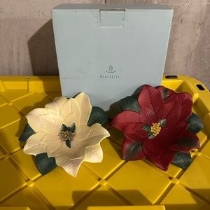 Partylite Poinsetta Pair Candle Holders  P8627U (Retired)